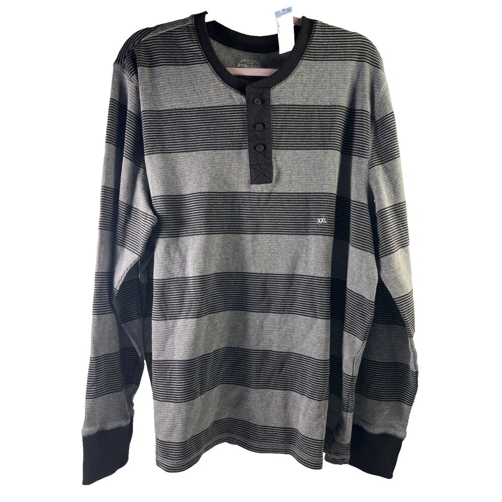 Sears/Roebuck and Co. NOS Striped Henley Smokey Grey Heather Size XXL
